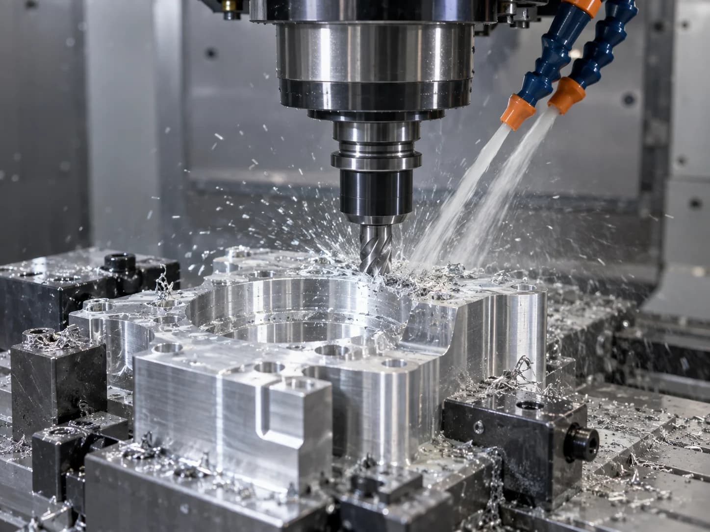 알루미늄 부품을 절삭하는 CNC 가공 공정